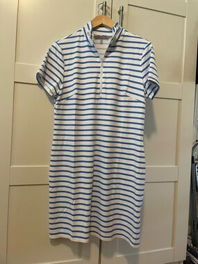 Jude Connolly Blue and White Striped Half-Zip Dress